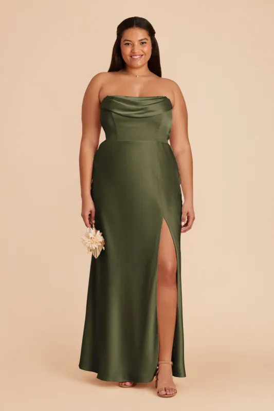 Mia Matte Satin Convertible Dress - Olive sold by Birdy Grey