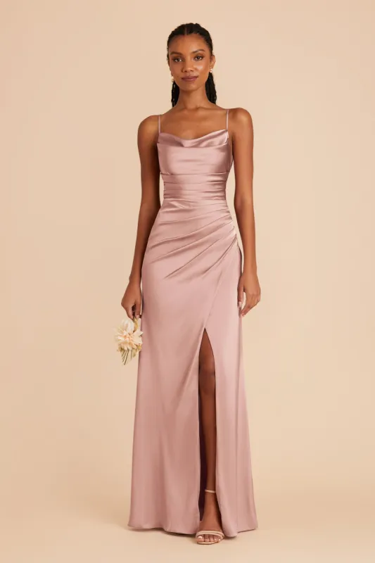Lydia Matte Satin Dress - English Rose sold by Birdy Grey