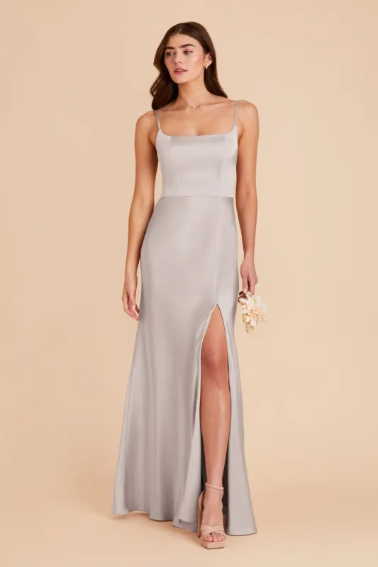 Mai Matte Satin Dress - Platinum sold by Birdy Grey
