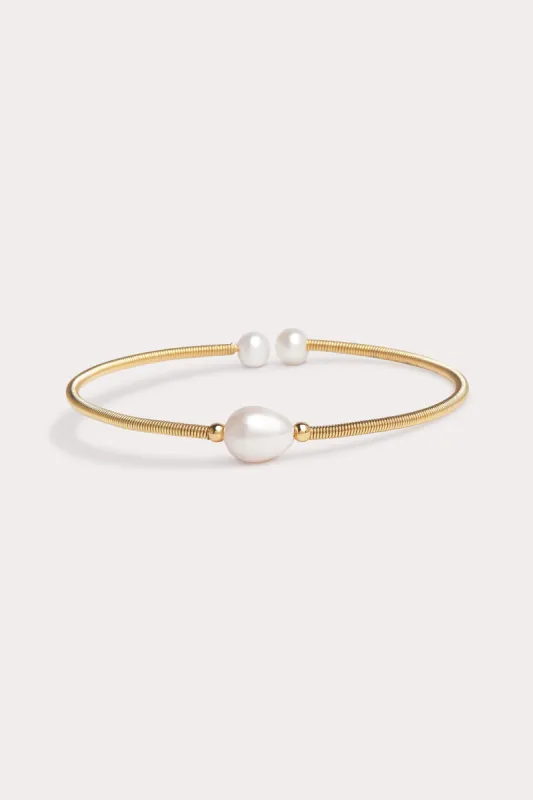 Beaufort Baroque Pearl Bangle - Gold sold by Birdy Grey