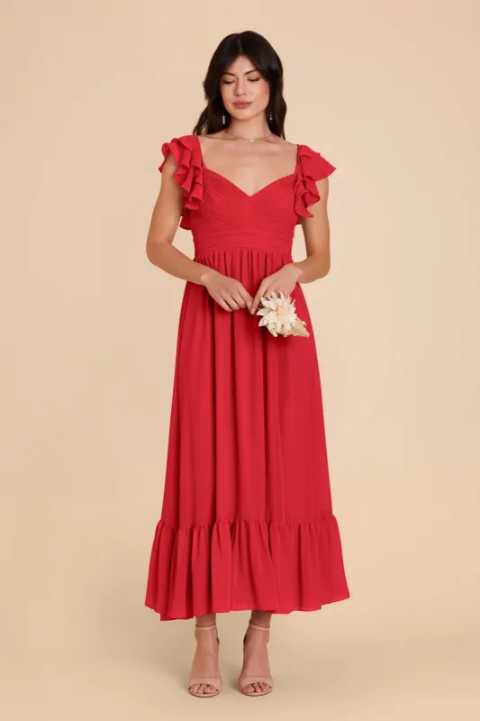 Michelle Chiffon Dress - Ruby Red sold by Birdy Grey