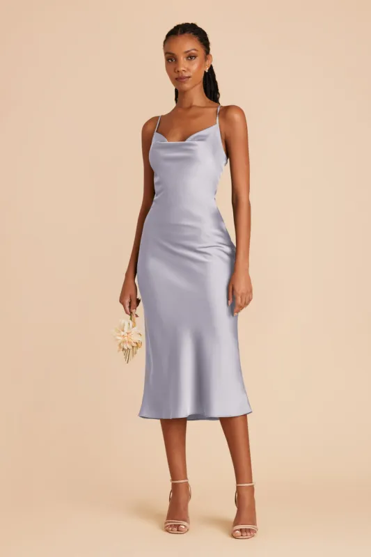Lisa Matte Satin Midi Dress - Periwinkle Blue sold by Birdy Grey