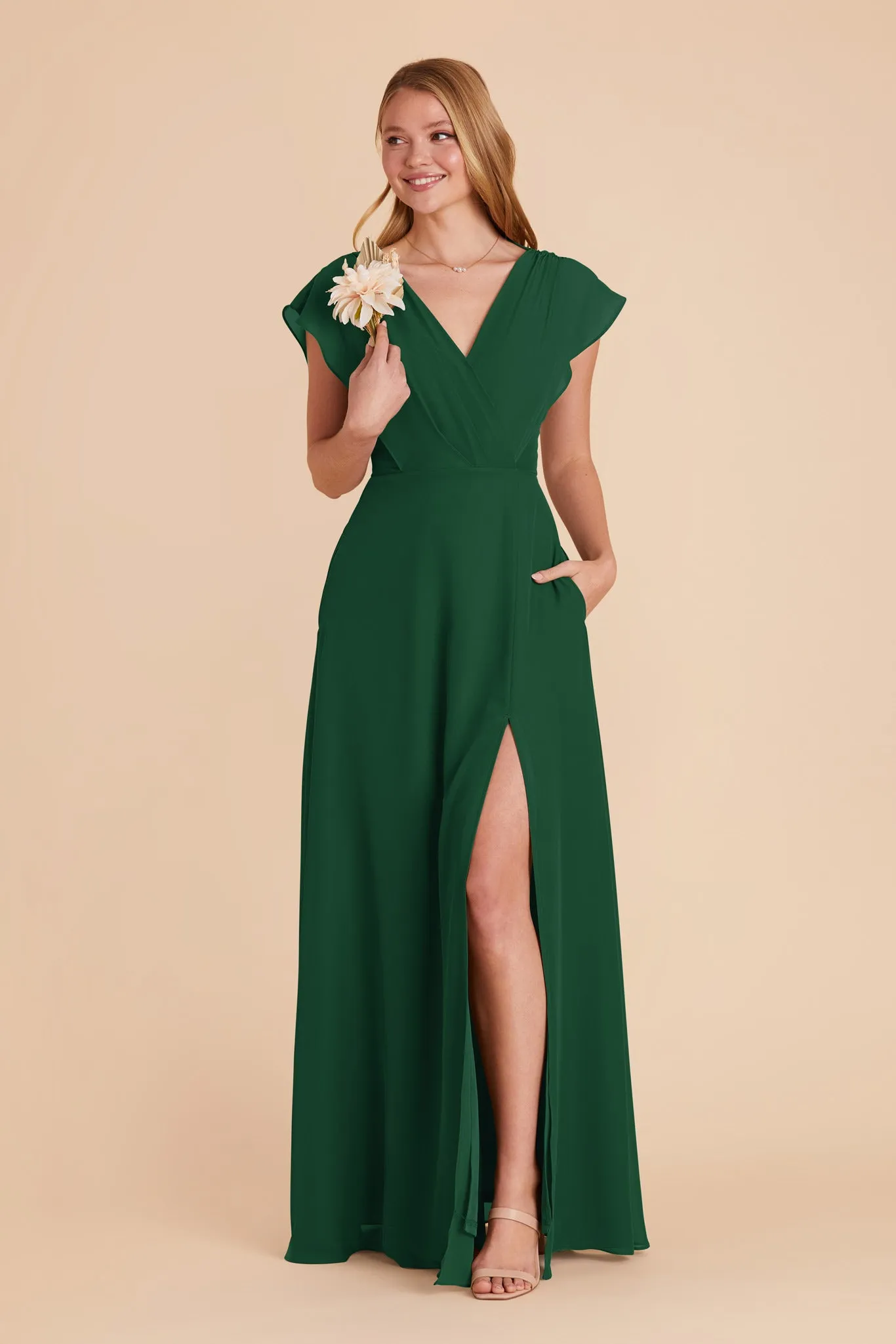 Violet Chiffon Dress - Forest Green sold by Birdy Grey product image thumbnail 4