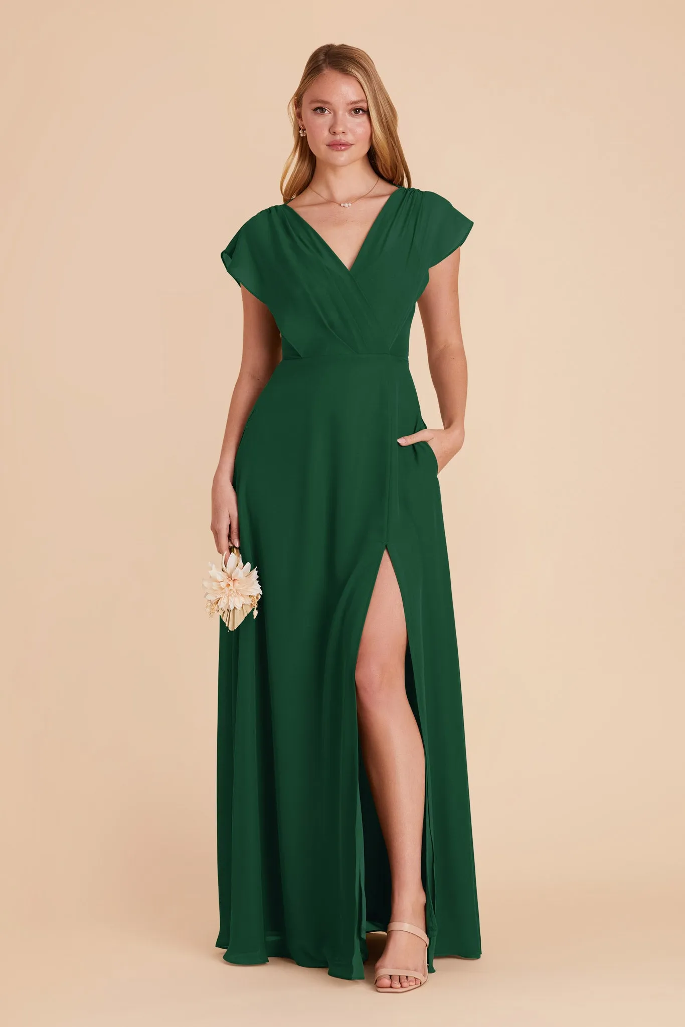Violet Chiffon Dress - Forest Green sold by Birdy Grey product image thumbnail 3