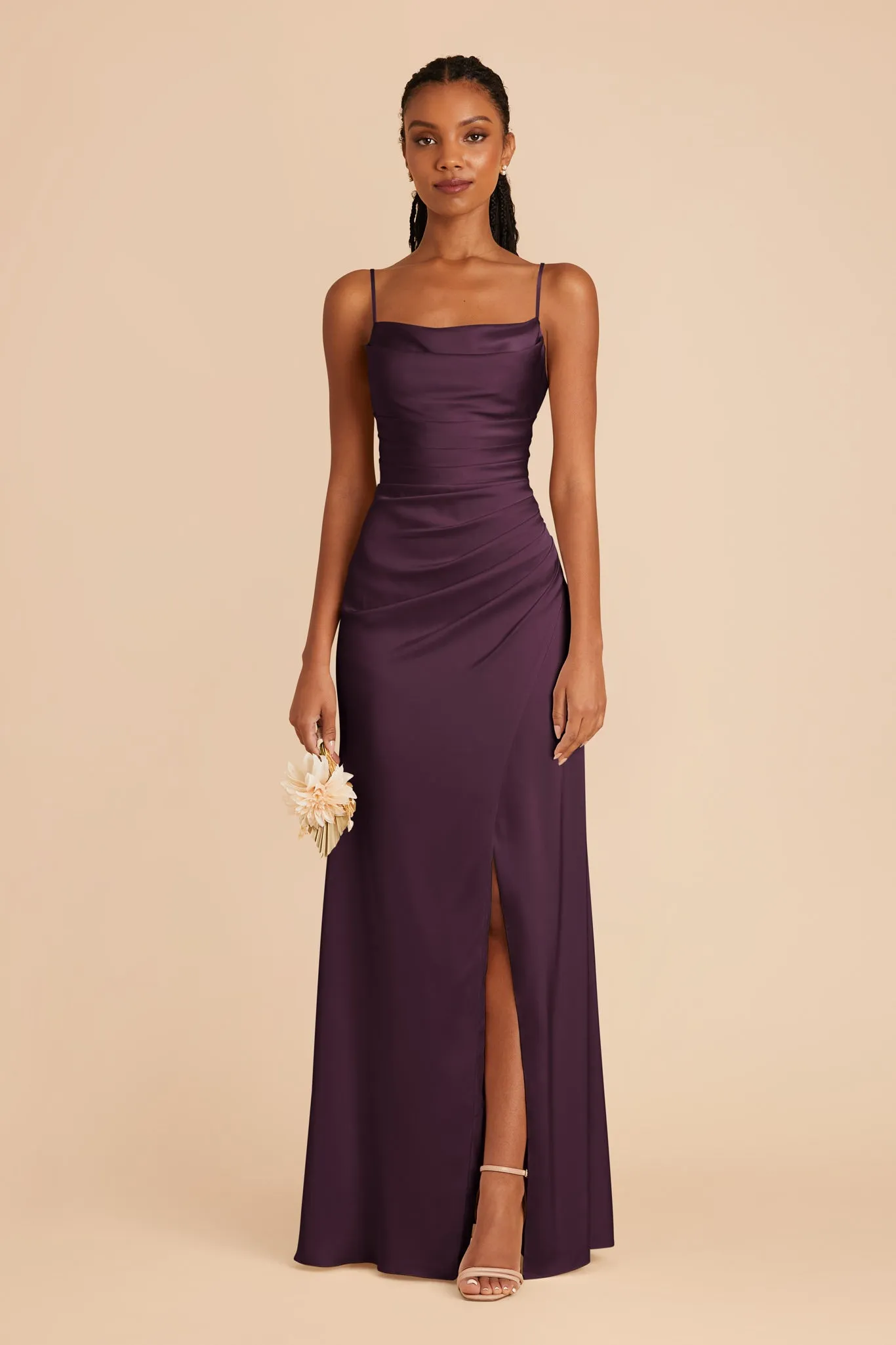 Lydia Matte Satin Dress - Plum sold by Birdy Grey