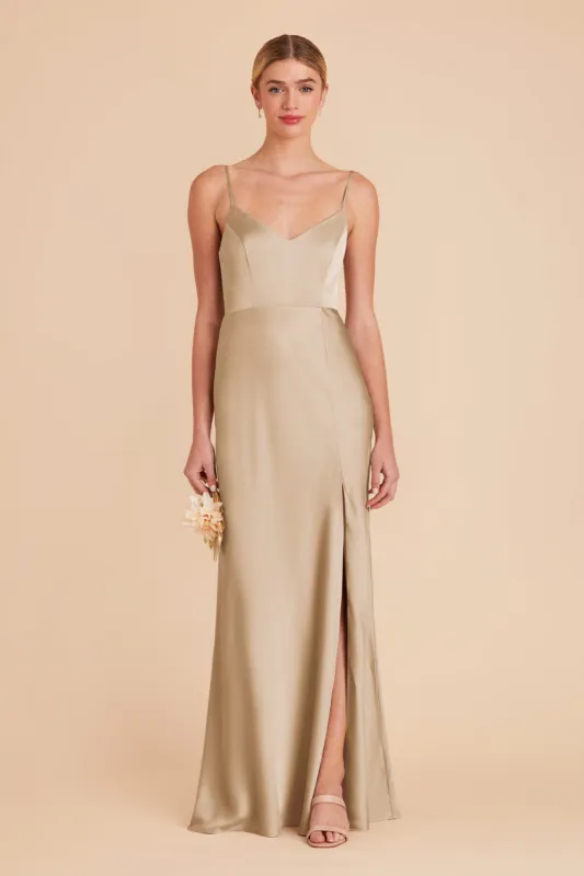 Jay Matte Satin Dress - Neutral Champagne sold by Birdy Grey