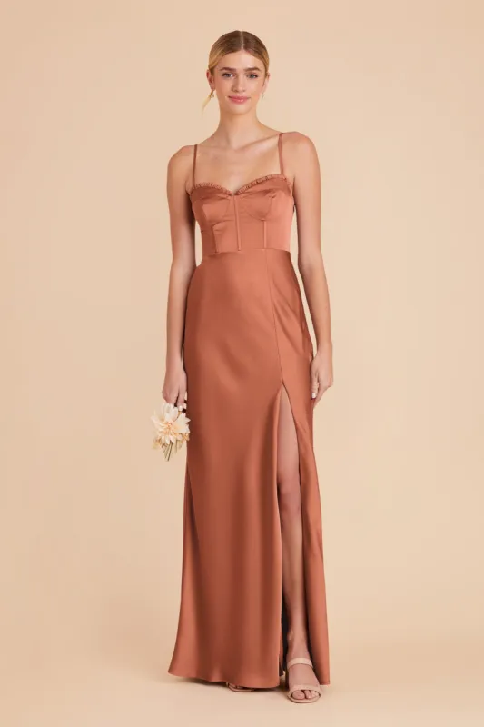 Jessica Matte Satin Dress - Terracotta sold by Birdy Grey