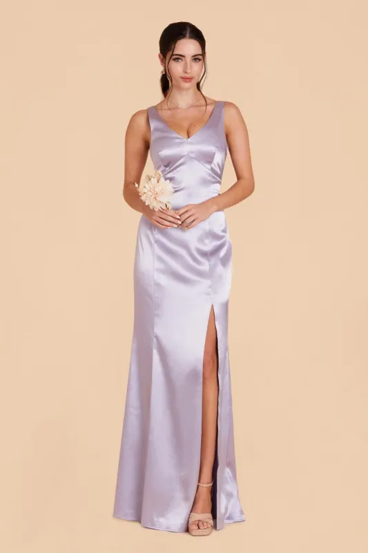 Gloria Shiny Satin Dress - Dusty Lilac sold by Birdy Grey