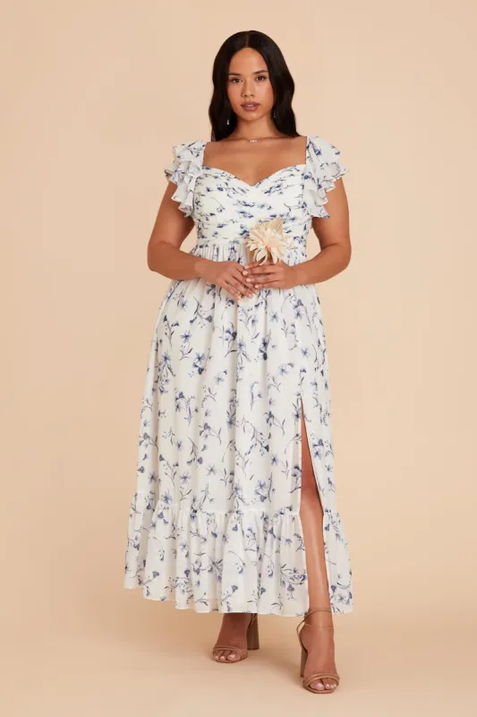 Michelle Chiffon Dress - Blue Le Fleur sold by Birdy Grey