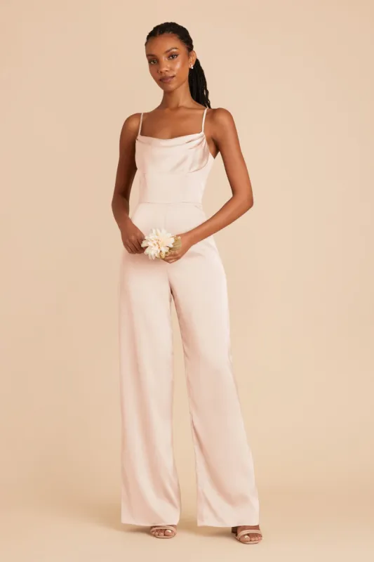 Donna Matte Satin Bridesmaid Jumpsuit - Champagne sold by Birdy Grey