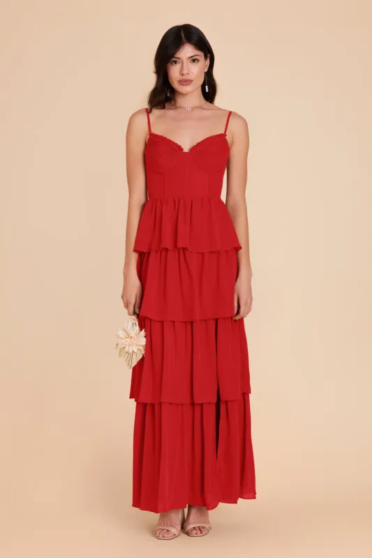 Lola Chiffon Dress - Ruby Red sold by Birdy Grey