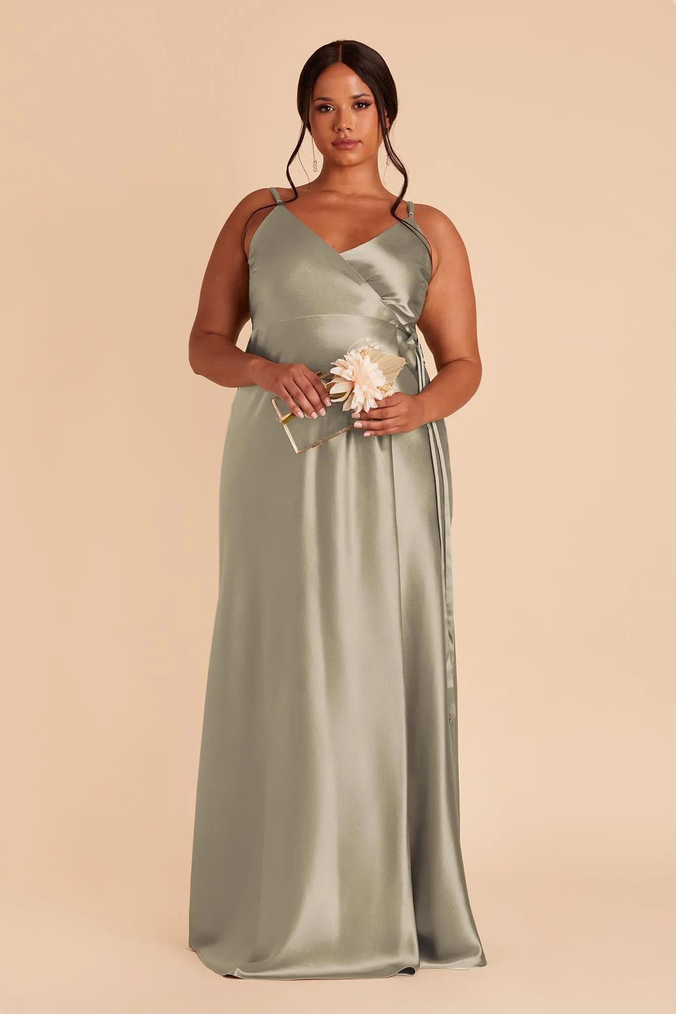Cindy Shiny Satin Dress - Moss Green sold by Birdy Grey product image thumbnail 2