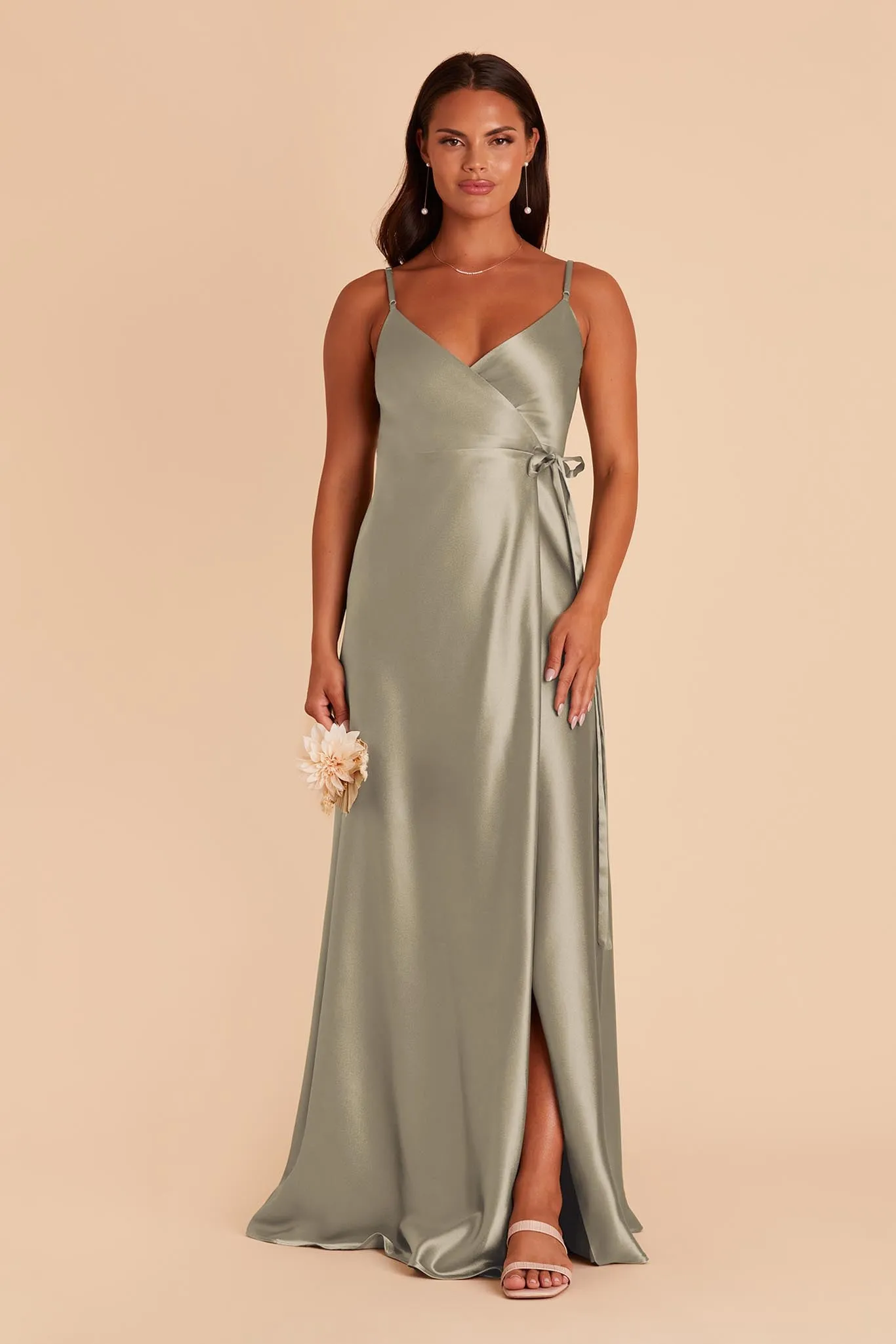 Cindy Shiny Satin Dress - Moss Green sold by Birdy Grey product image thumbnail 4