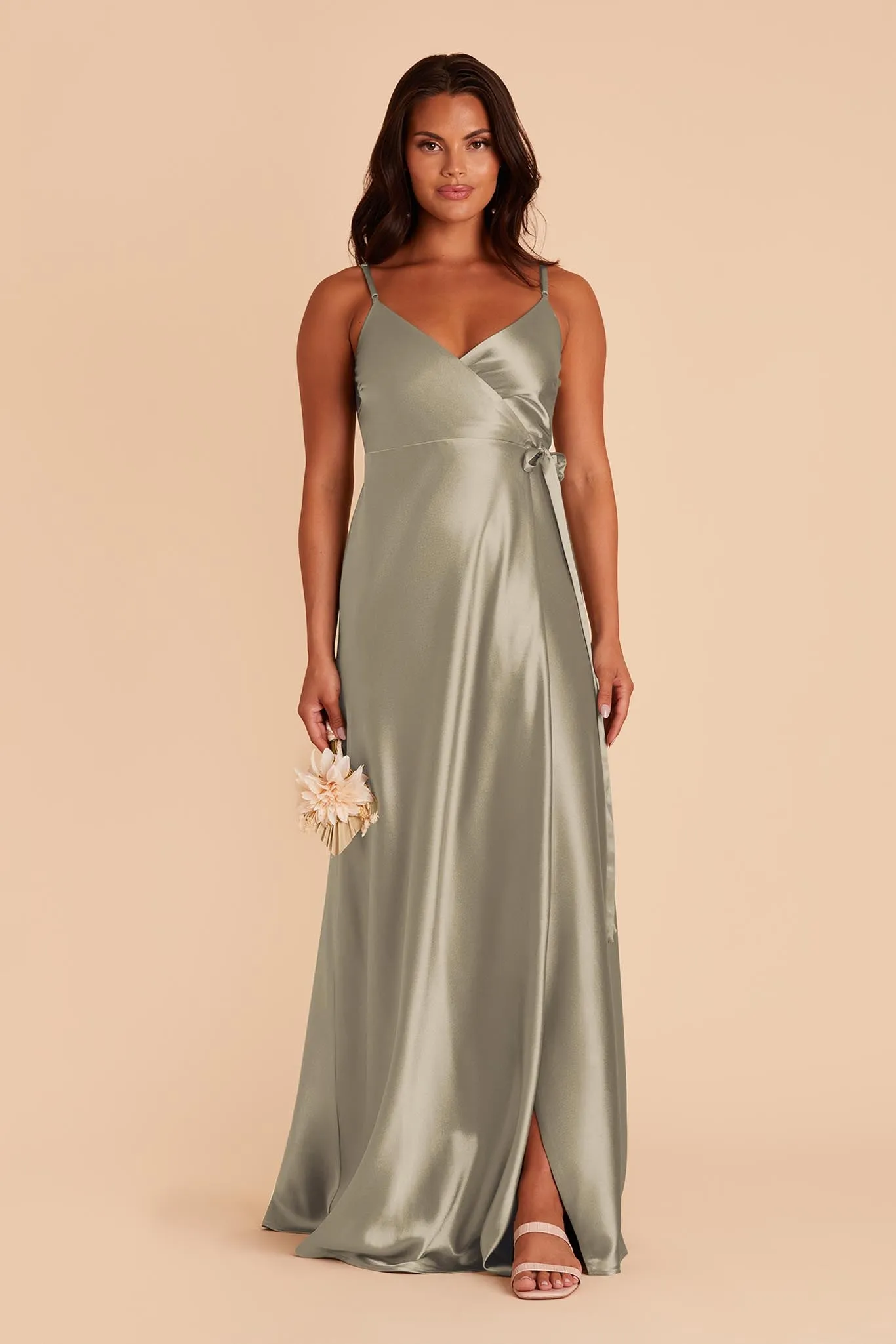 Cindy Shiny Satin Dress - Moss Green sold by Birdy Grey product image thumbnail 3
