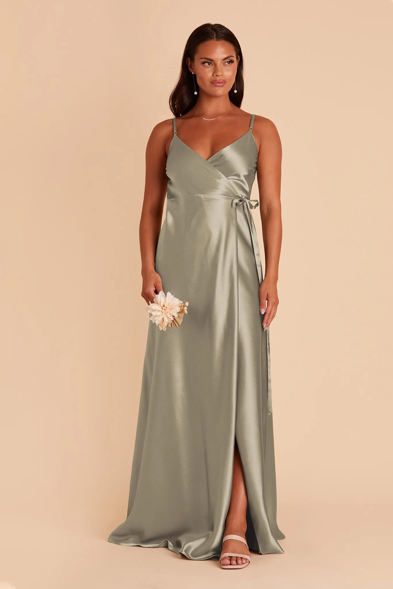 Cindy Shiny Satin Dress - Moss Green sold by Birdy Grey product image thumbnail 5