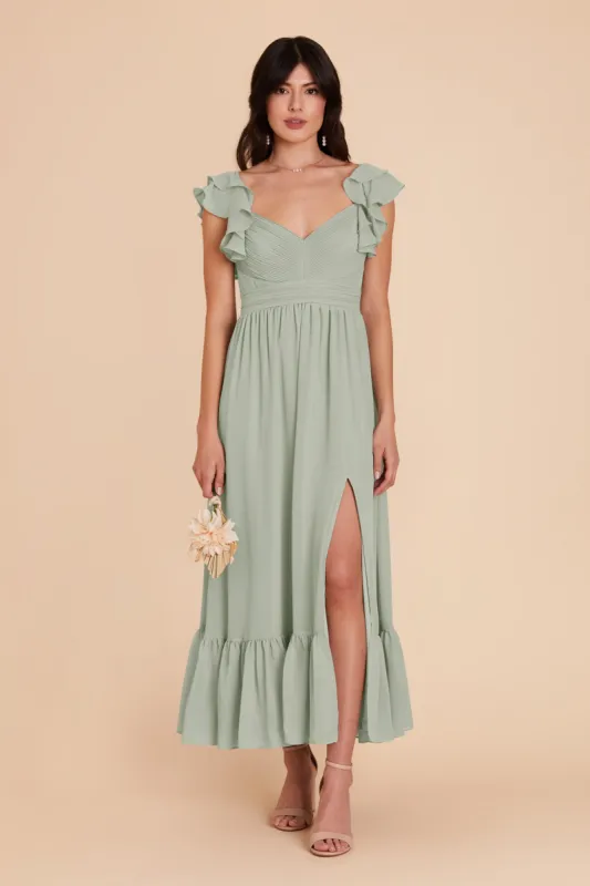 Michelle Chiffon Dress - Sage sold by Birdy Grey