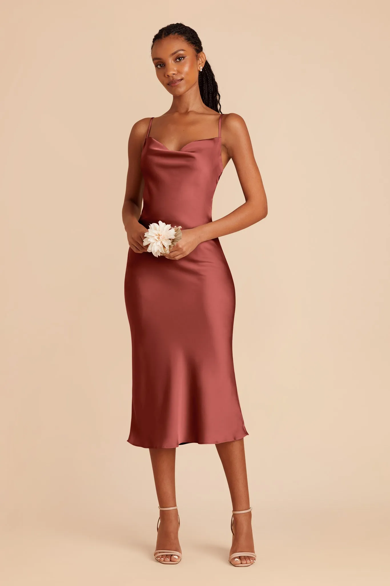 Lisa Matte Satin Midi Dress - Spice sold by Birdy Grey product image thumbnail 3