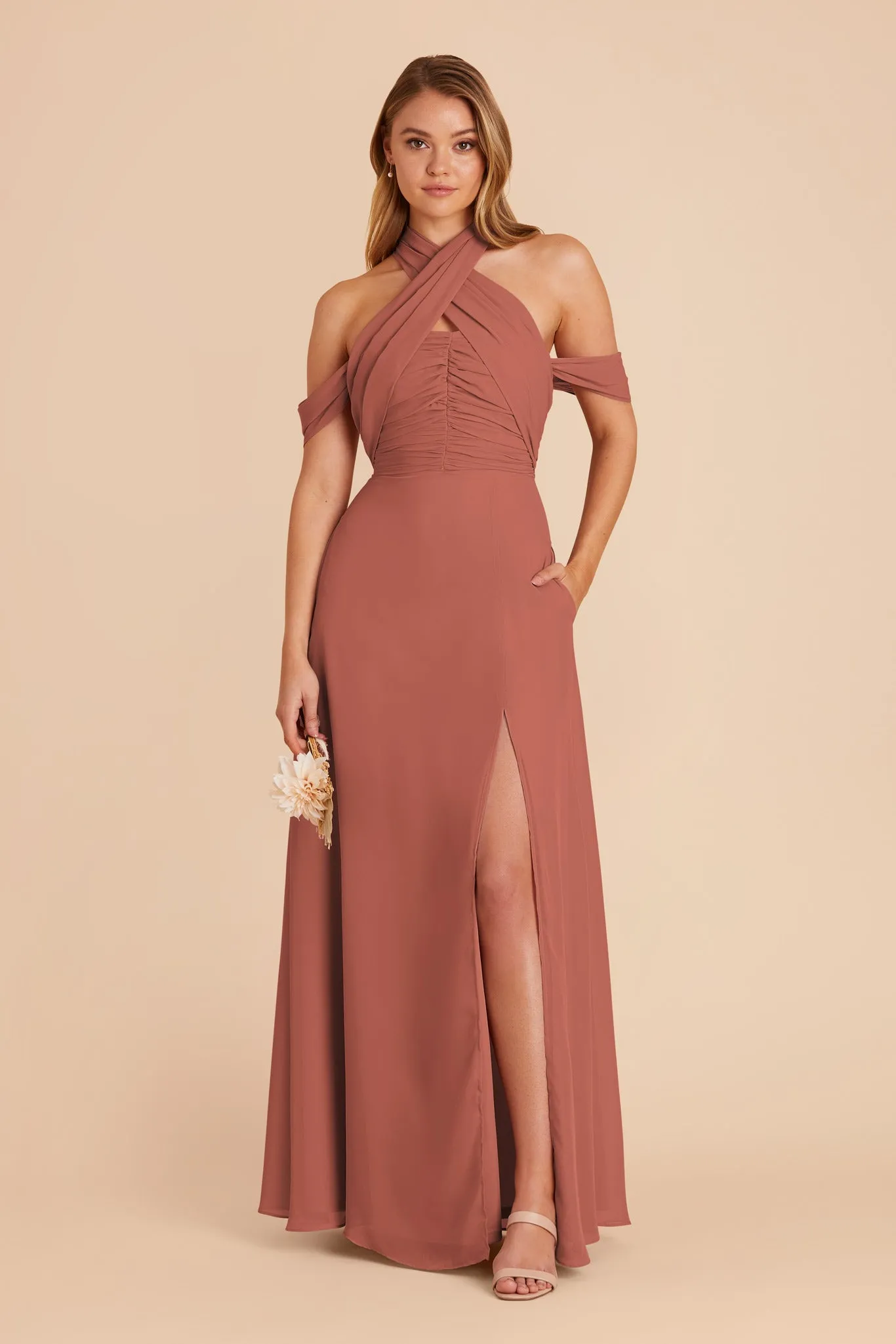 Cara Chiffon Dress - Desert Rose sold by Birdy Grey product image thumbnail 4