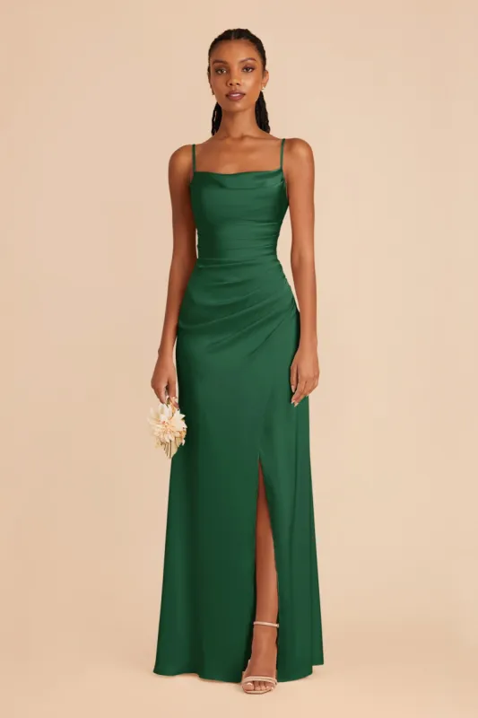Lydia Matte Satin Dress - Forest Green sold by Birdy Grey