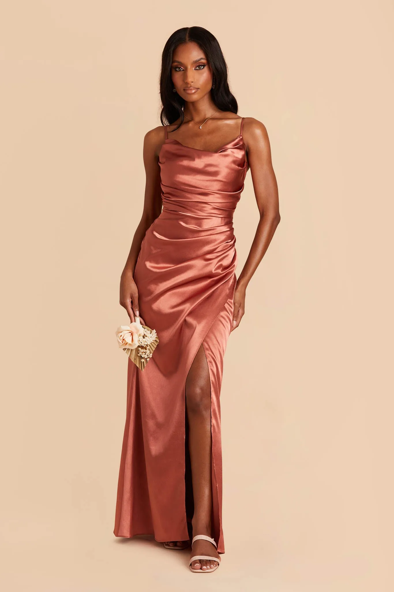 Lydia Shiny Satin Dress - Terracotta sold by Birdy Grey product image thumbnail 3
