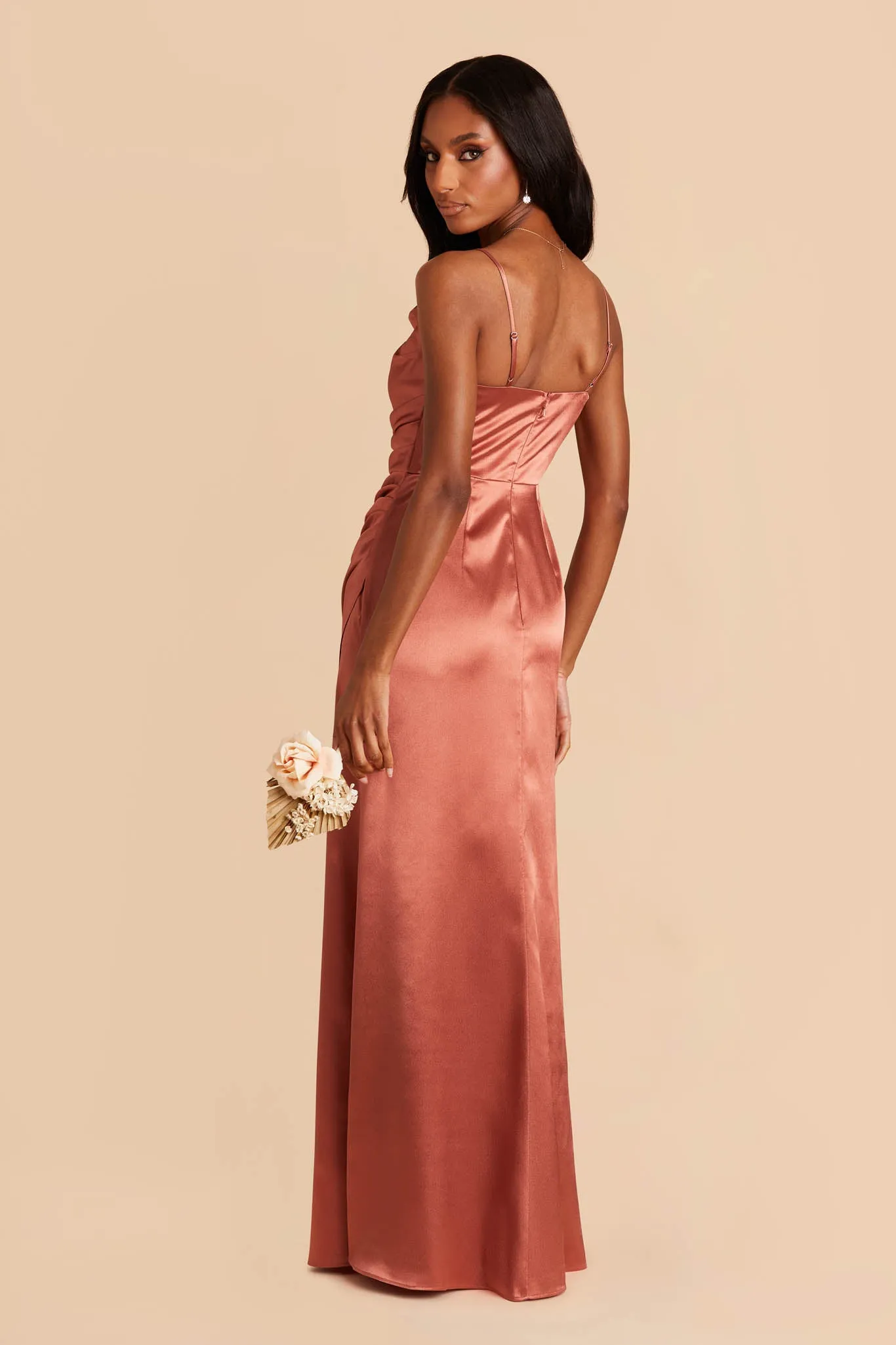 Lydia Shiny Satin Dress - Terracotta sold by Birdy Grey product image thumbnail 5