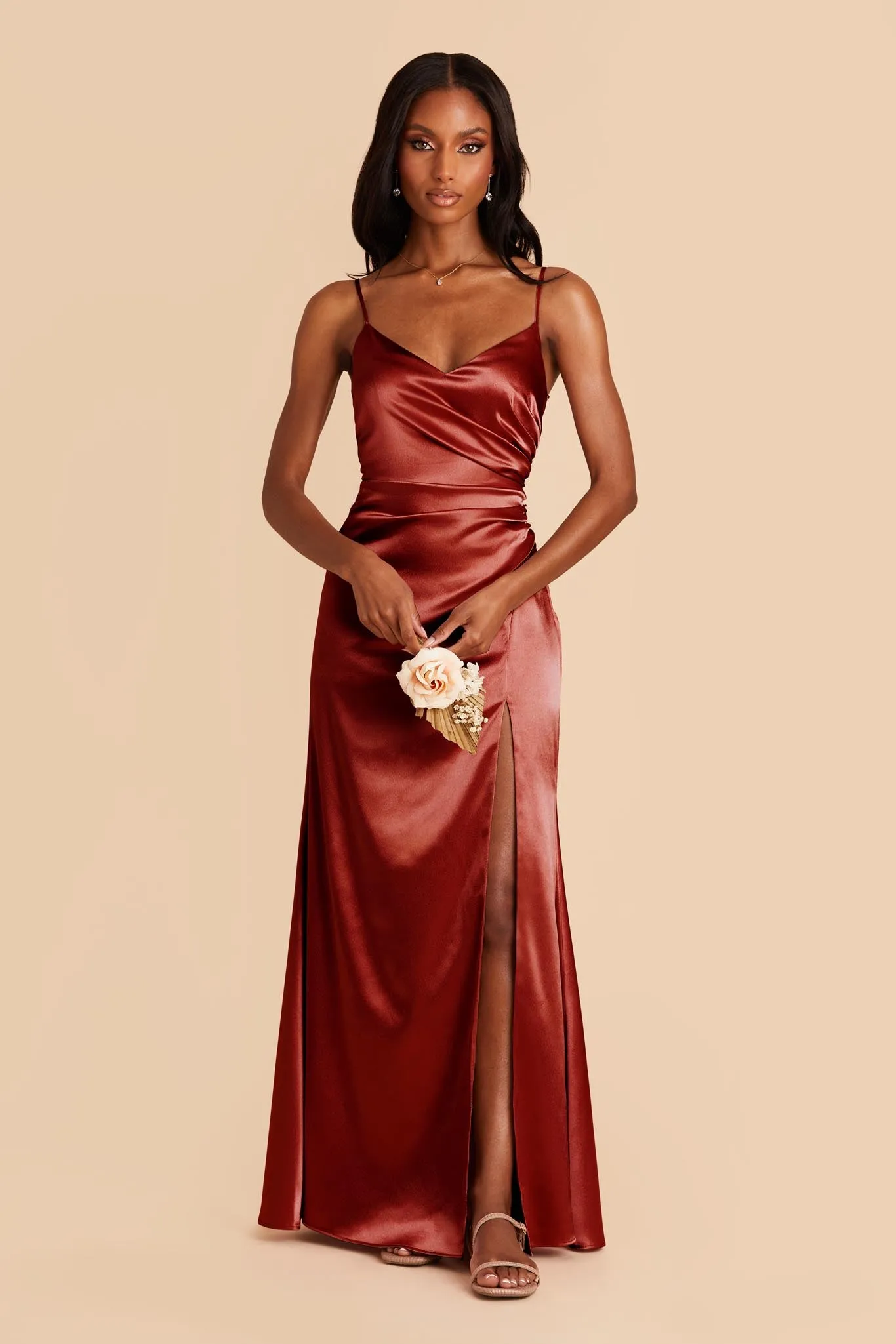 Catherine Shiny Satin Dress - Spice sold by Birdy Grey