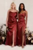 Catherine Shiny Satin Dress - Spice sold by Birdy Grey