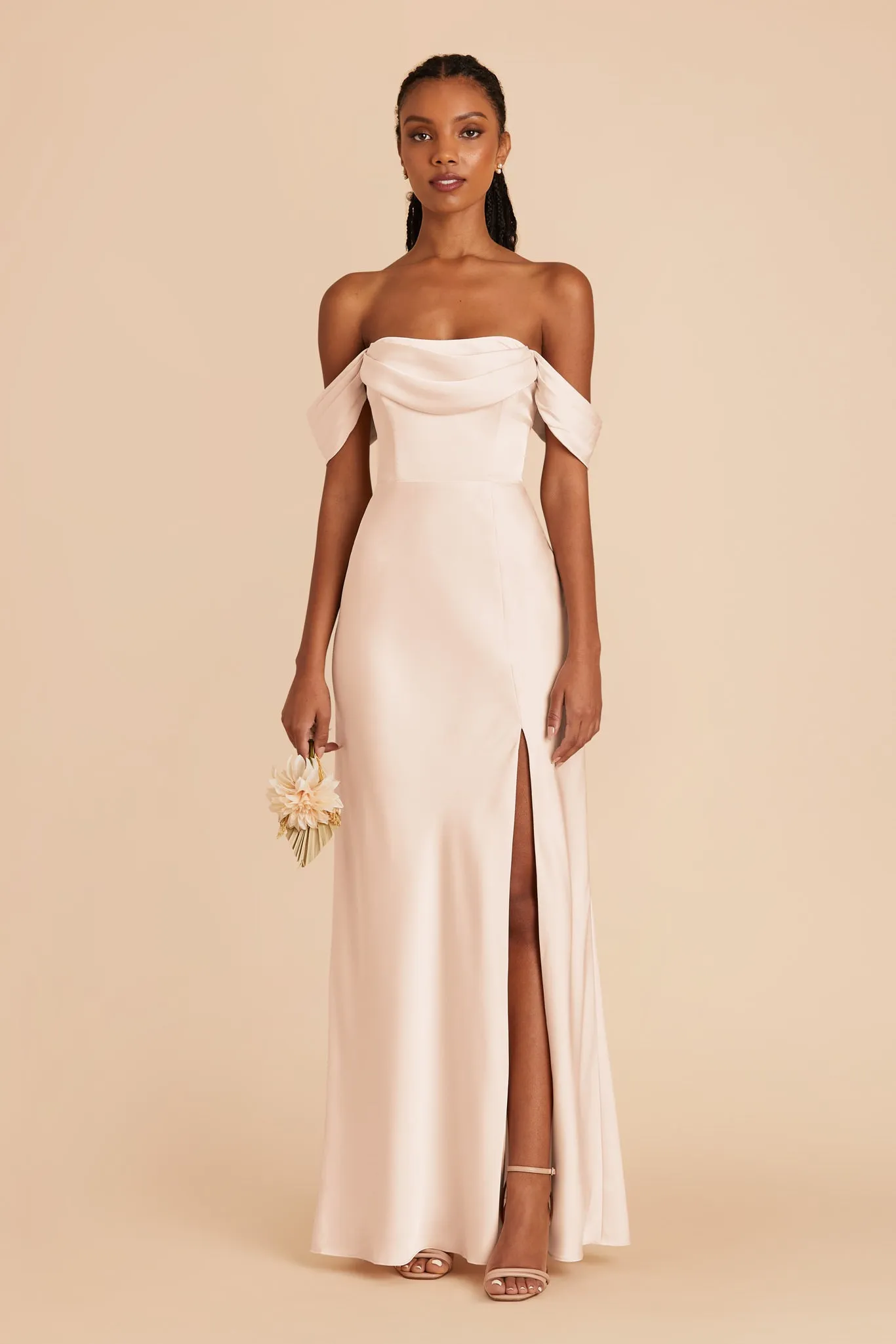 Mia Matte Satin Convertible Dress - Champagne sold by Birdy Grey