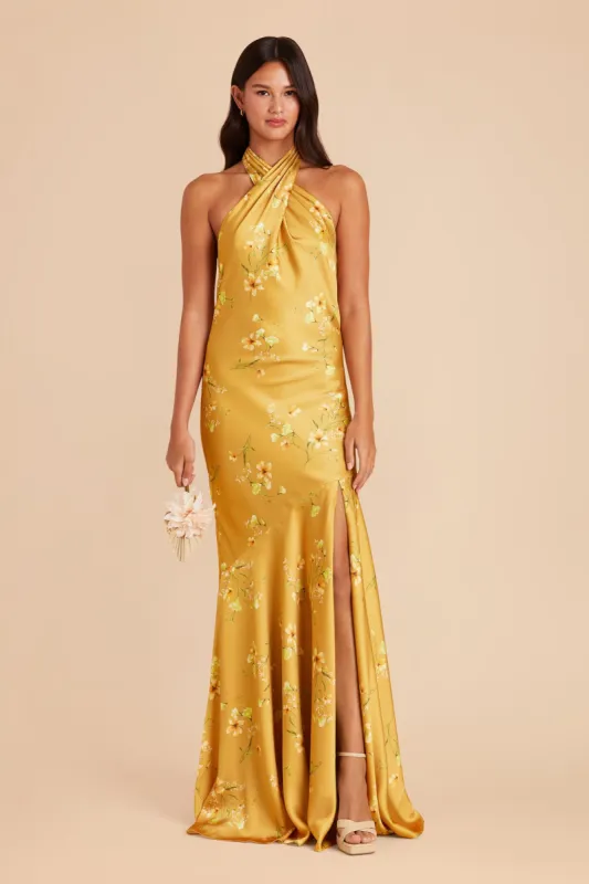 Stephanie Matte Satin Dress - Marigold Le Fleur sold by Birdy Grey