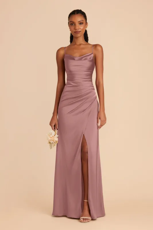Lydia Matte Satin Dress - Dark Mauve sold by Birdy Grey