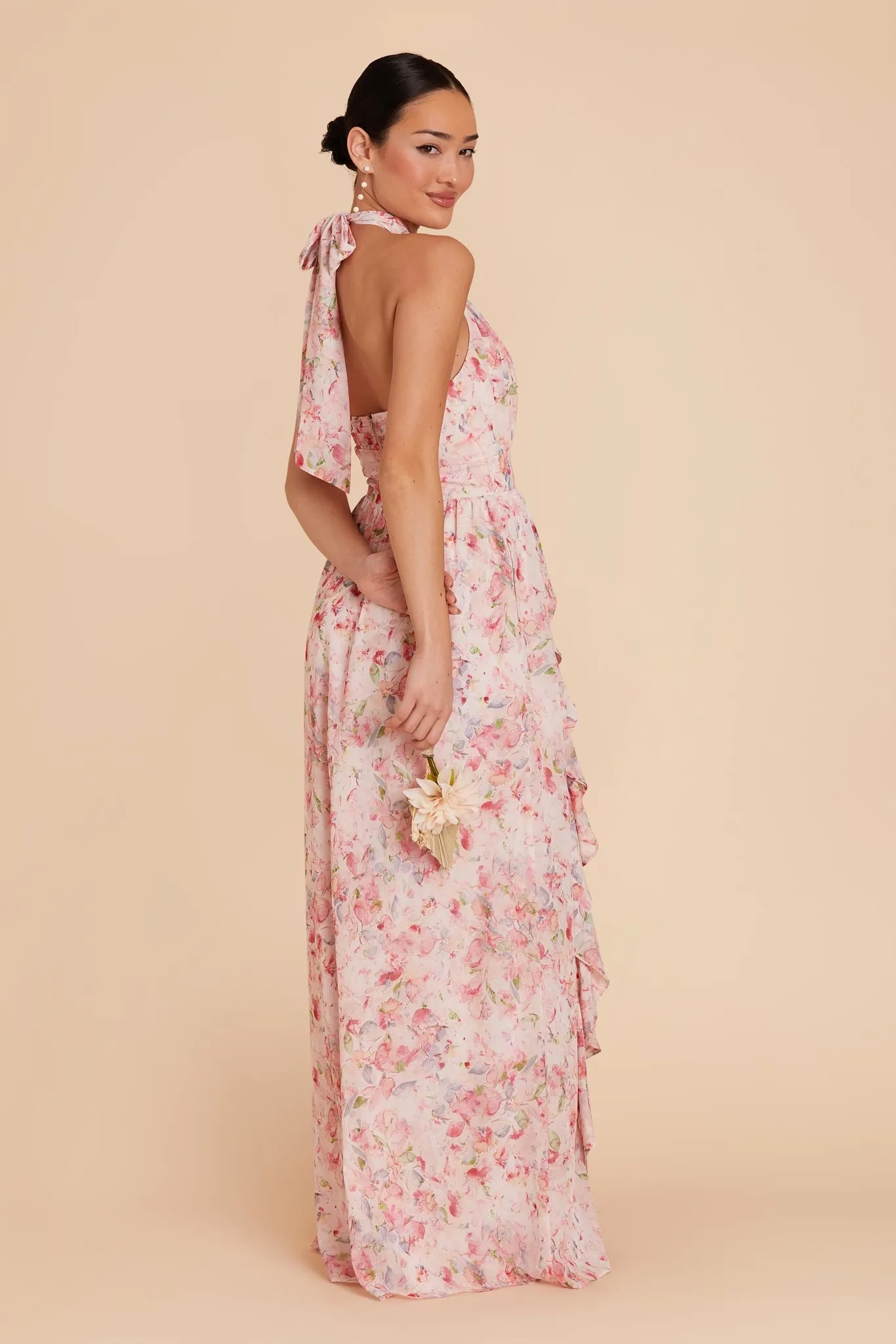 Joyce Chiffon Dress - Pink Falling Petals sold by Birdy Grey product image thumbnail 2