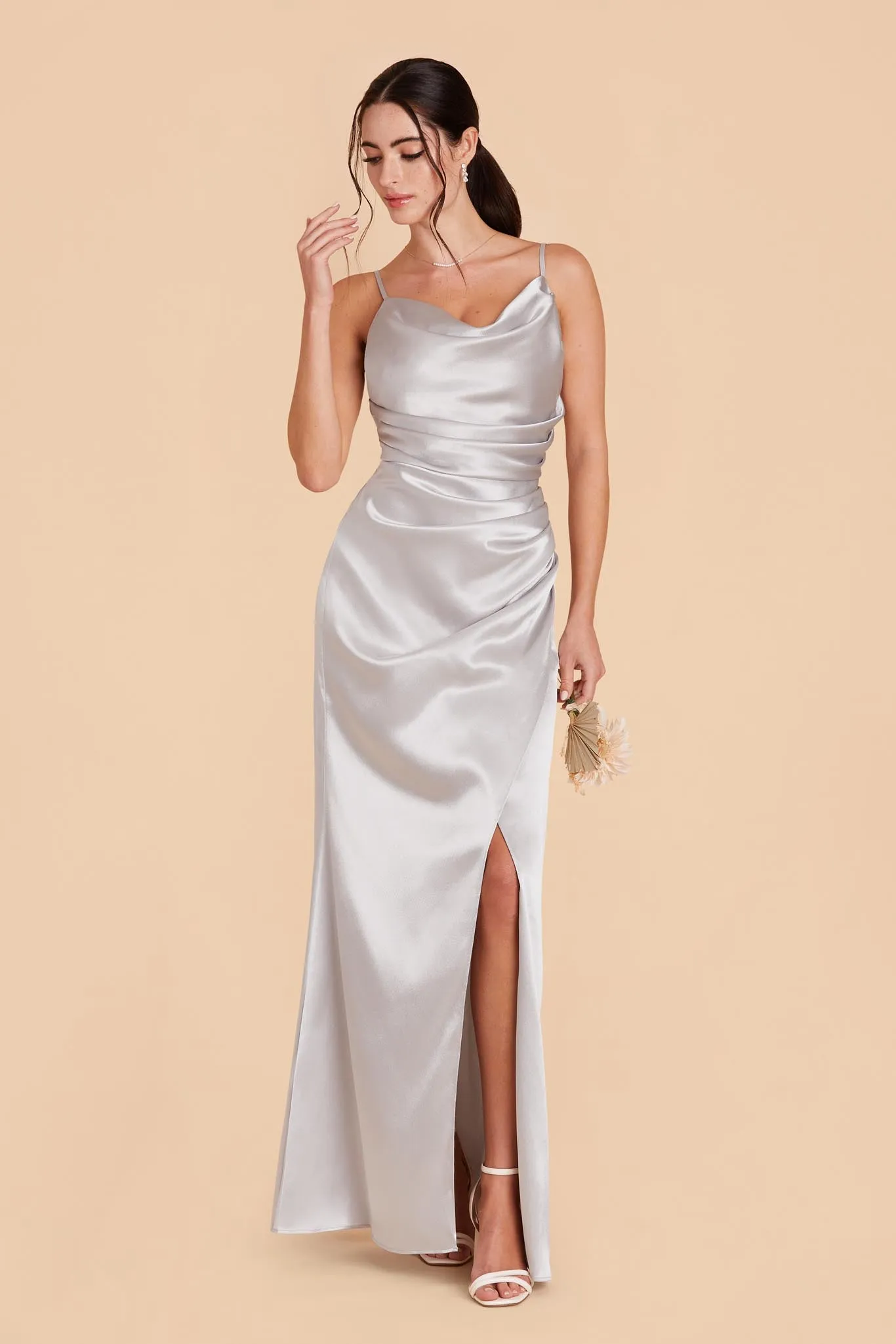Lydia Shiny Satin Dress - Platinum sold by Birdy Grey product image thumbnail 4