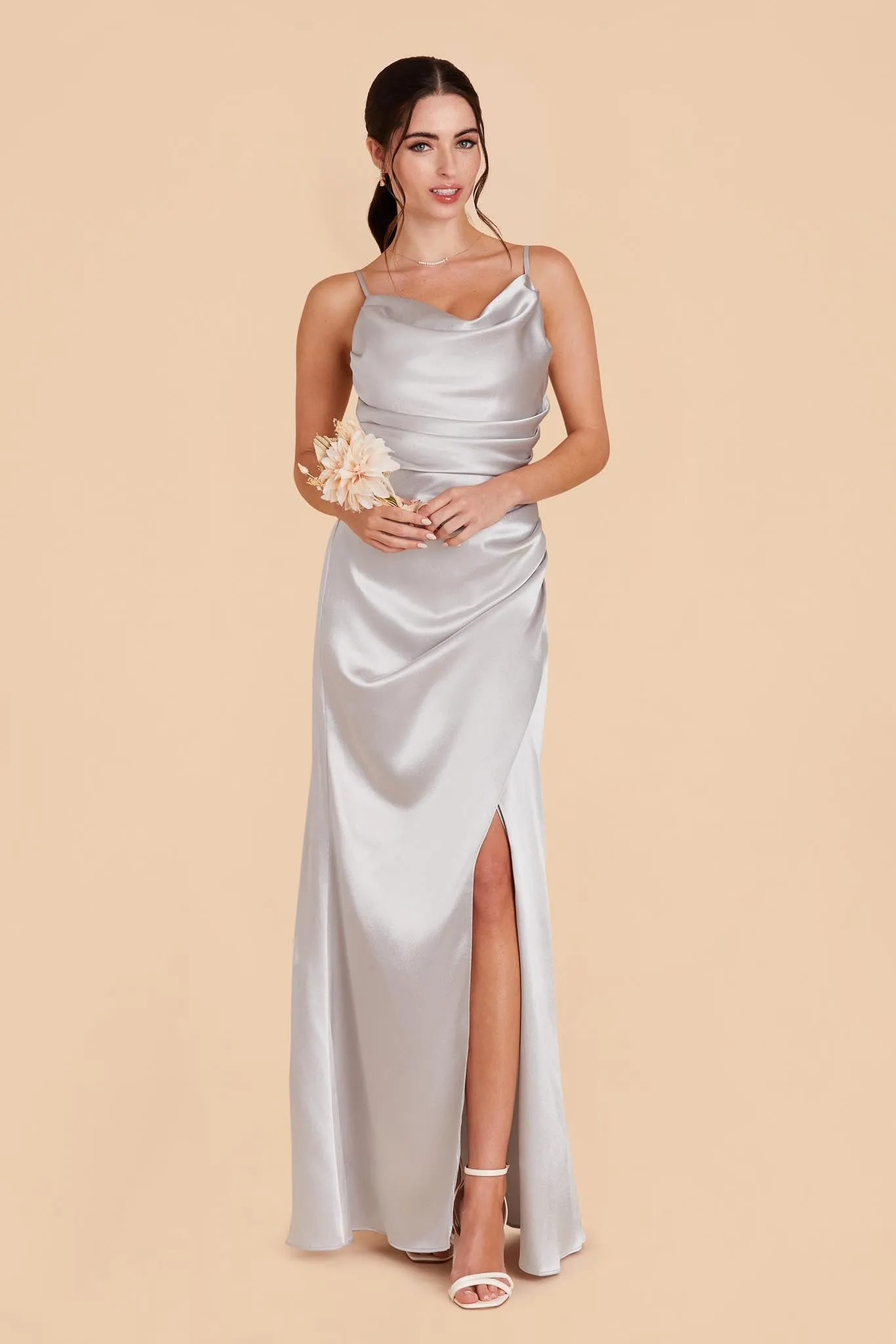 Lydia Shiny Satin Dress - Platinum sold by Birdy Grey product image thumbnail 3