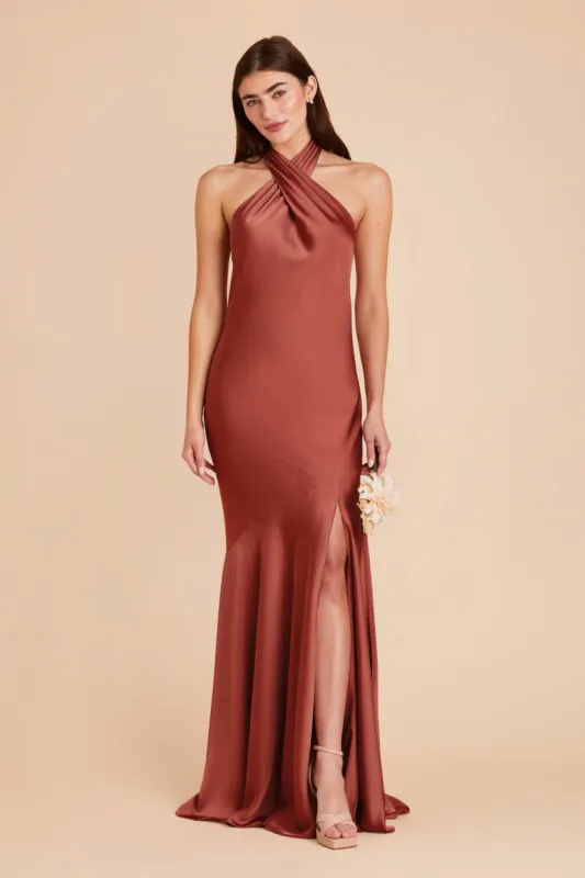 Stephanie Matte Satin Dress - Spice sold by Birdy Grey