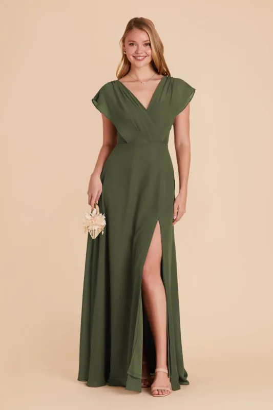 Violet Chiffon Dress - Olive sold by Birdy Grey