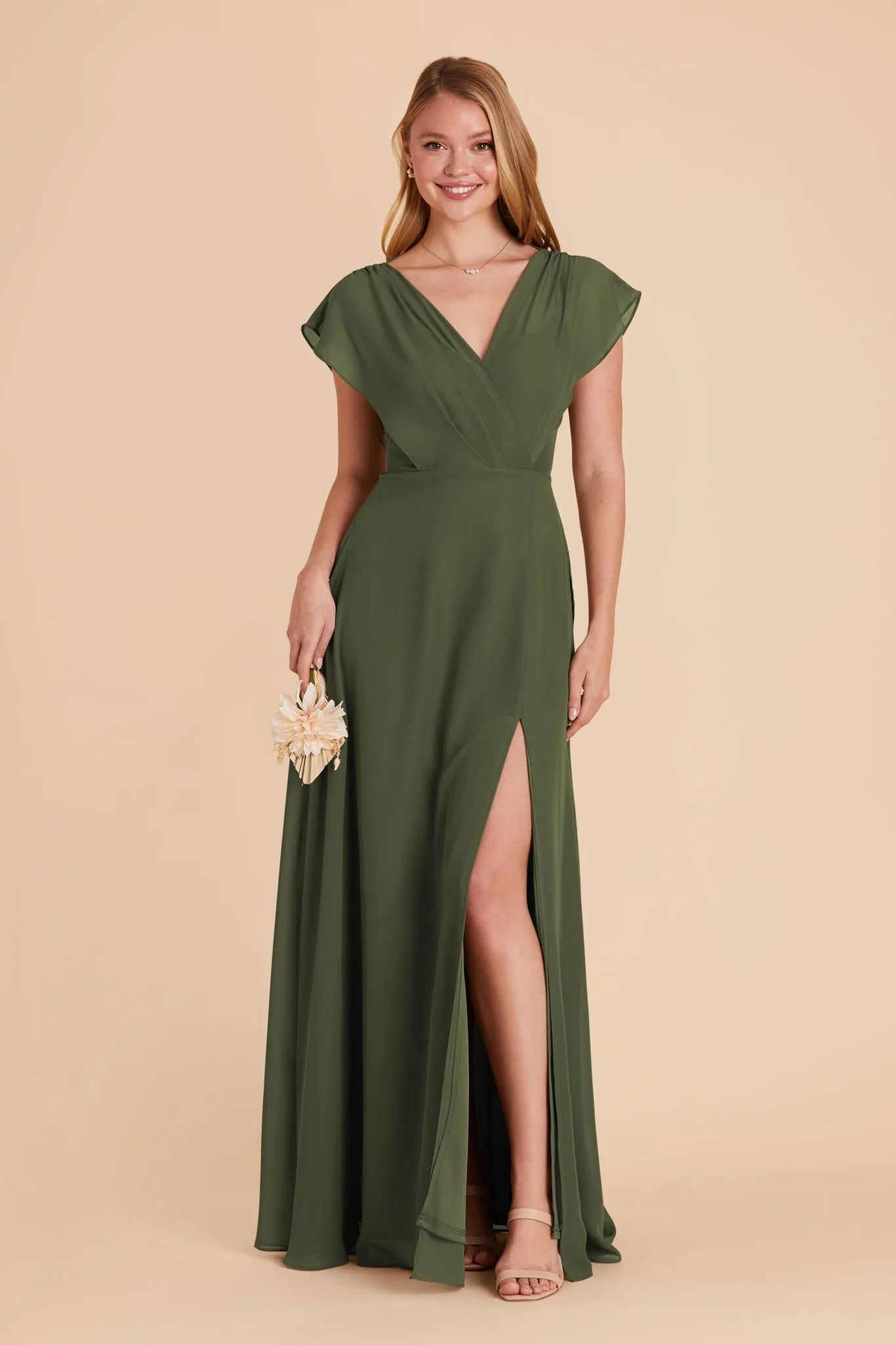 Violet Chiffon Dress - Olive sold by Birdy Grey