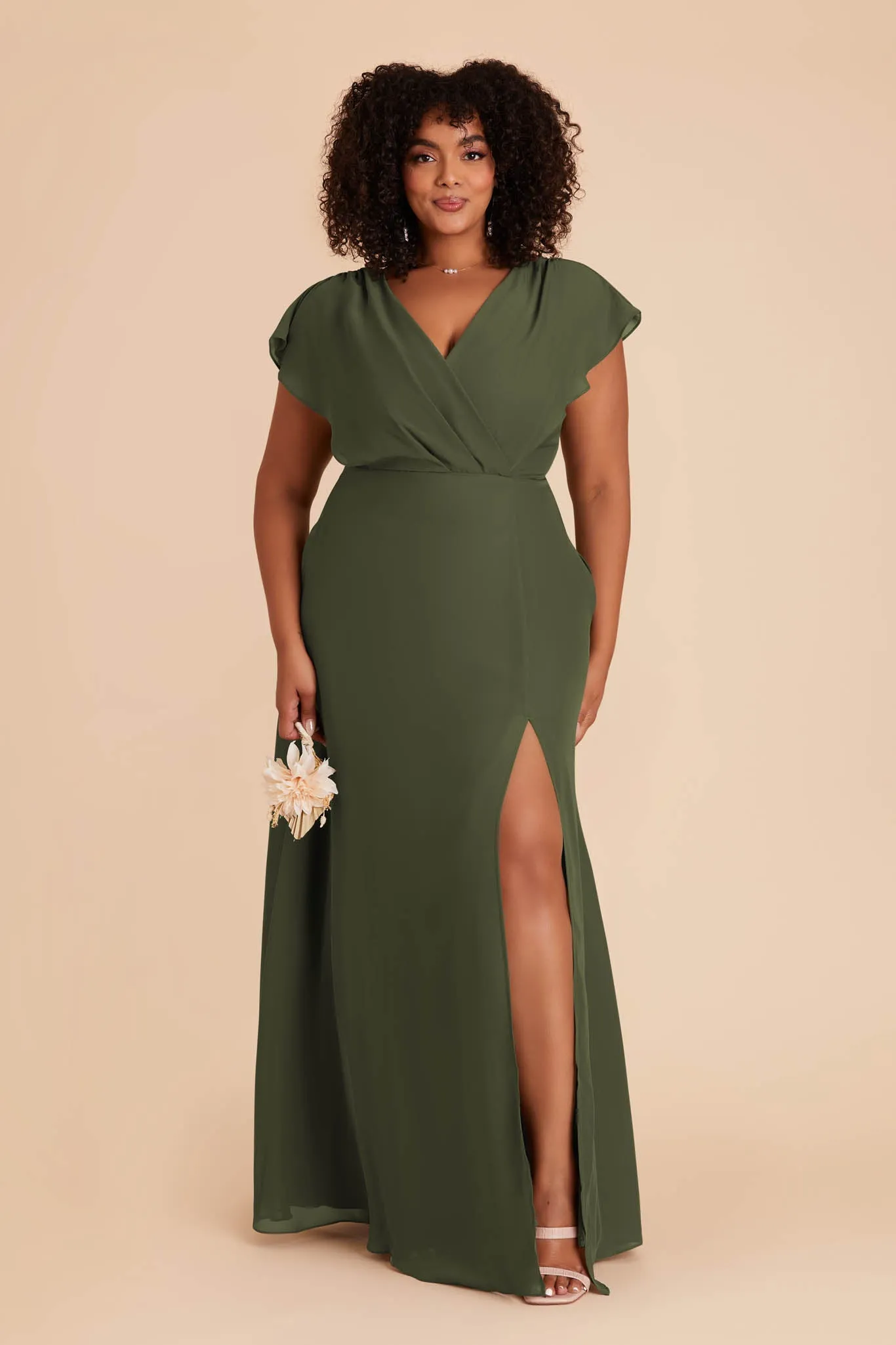 Violet Chiffon Dress - Olive sold by Birdy Grey product image thumbnail 2