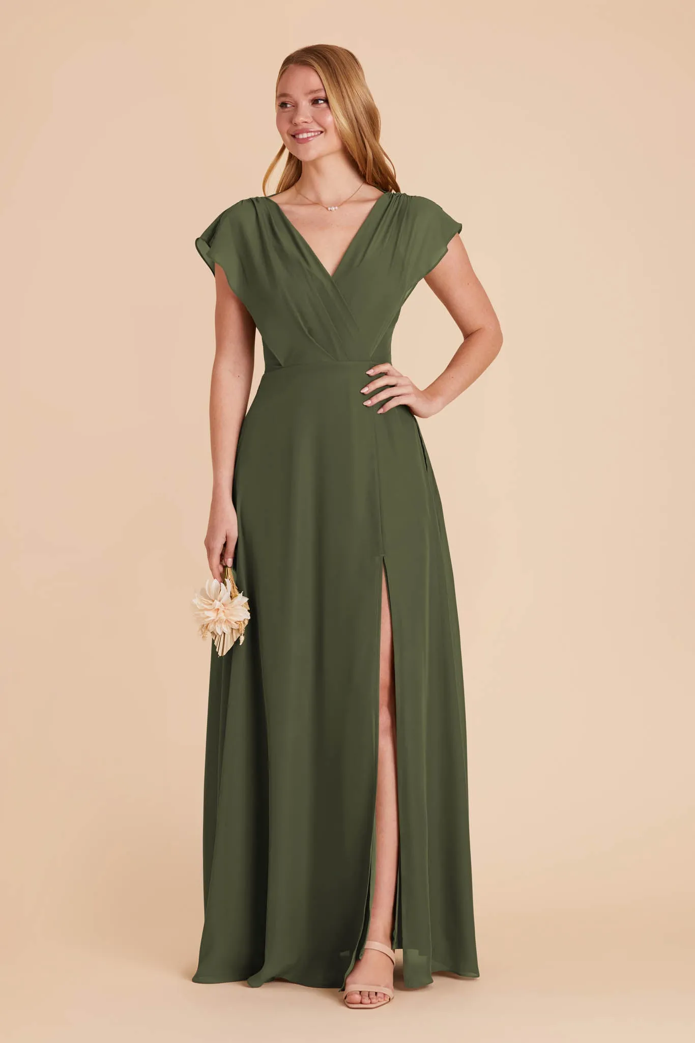 Violet Chiffon Dress - Olive sold by Birdy Grey product image thumbnail 5