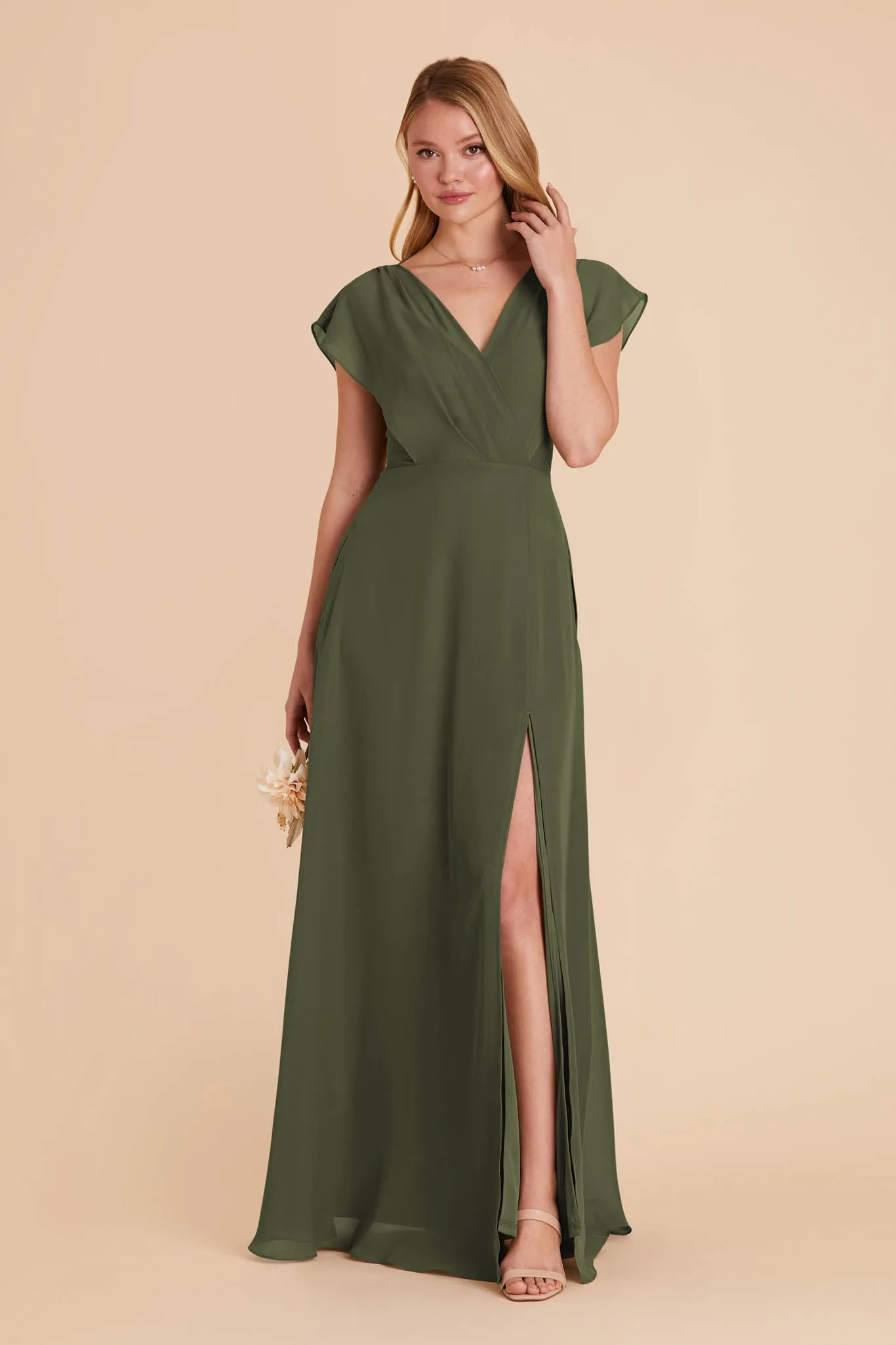 Violet Chiffon Dress - Olive sold by Birdy Grey product image thumbnail 4