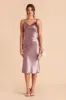 Lisa Shiny Satin Midi Dress - Dark Mauve sold by Birdy Grey