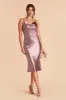 Lisa Shiny Satin Midi Dress - Dark Mauve sold by Birdy Grey