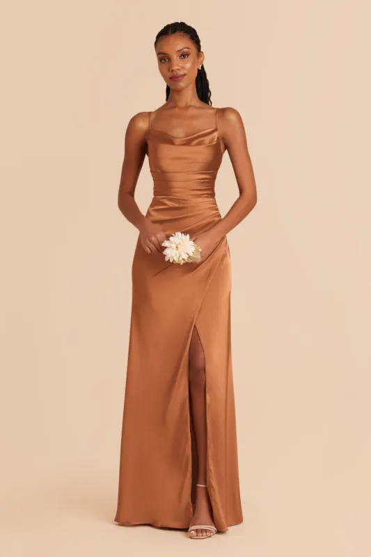 Lydia Matte Satin Dress - Rust sold by Birdy Grey