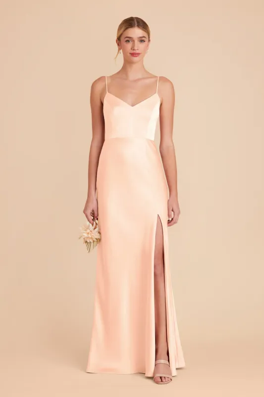 Jay Matte Satin Dress - Peach Cream sold by Birdy Grey