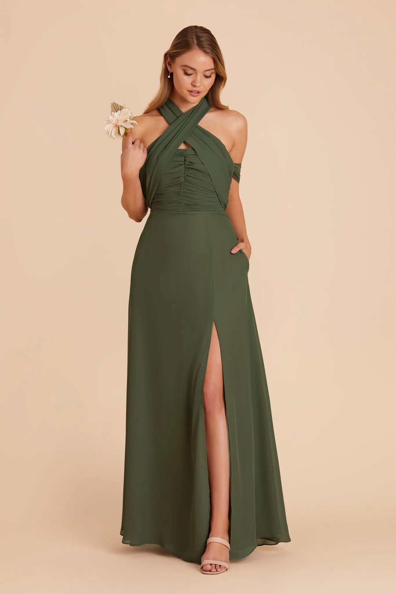 Cara Chiffon Dress - Olive sold by Birdy Grey product image thumbnail 4