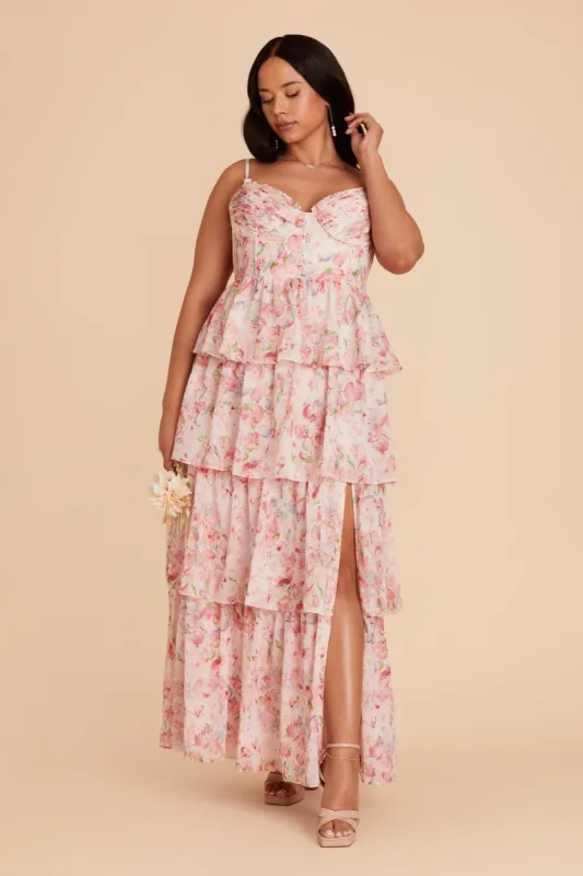 Lola Chiffon Dress - Pink Falling Petals sold by Birdy Grey
