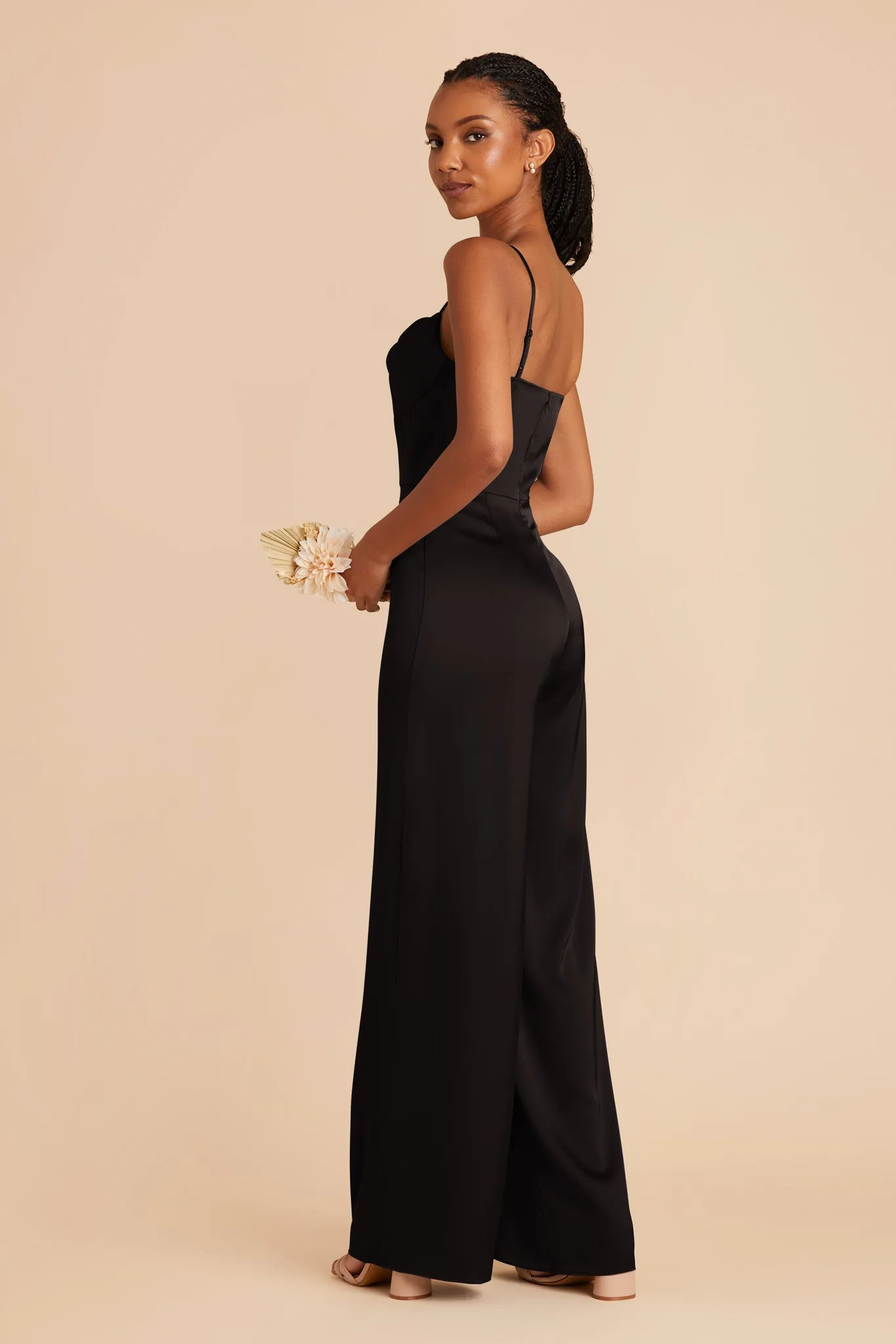 Donna Matte Satin Bridesmaid Jumpsuit - Black sold by Birdy Grey product image thumbnail 4