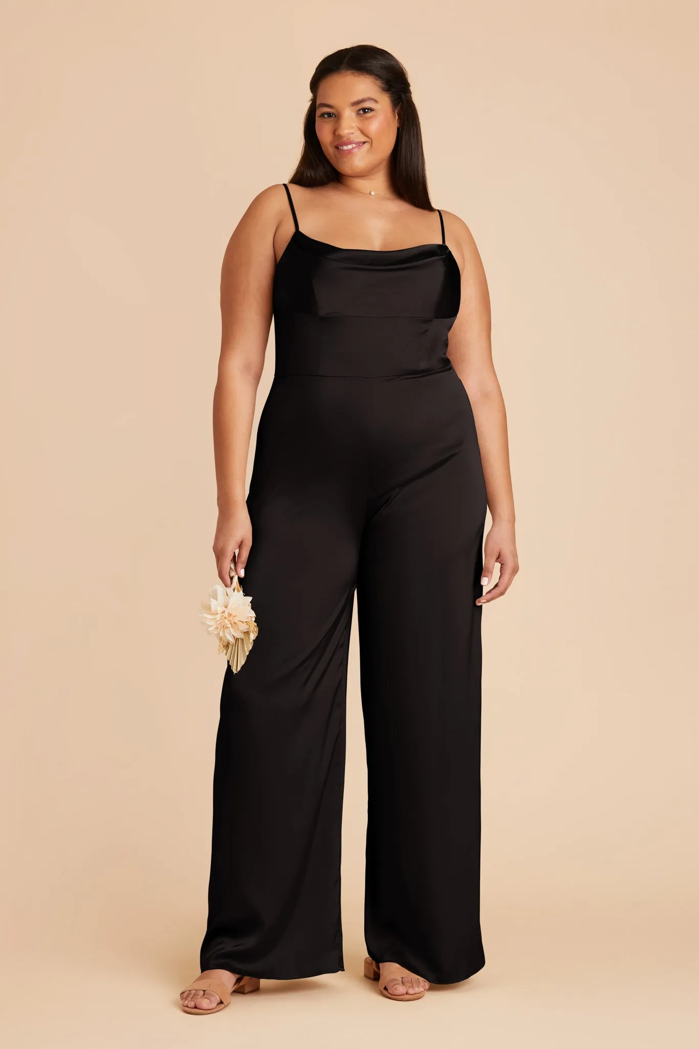 Donna Matte Satin Bridesmaid Jumpsuit - Black sold by Birdy Grey product image thumbnail 2