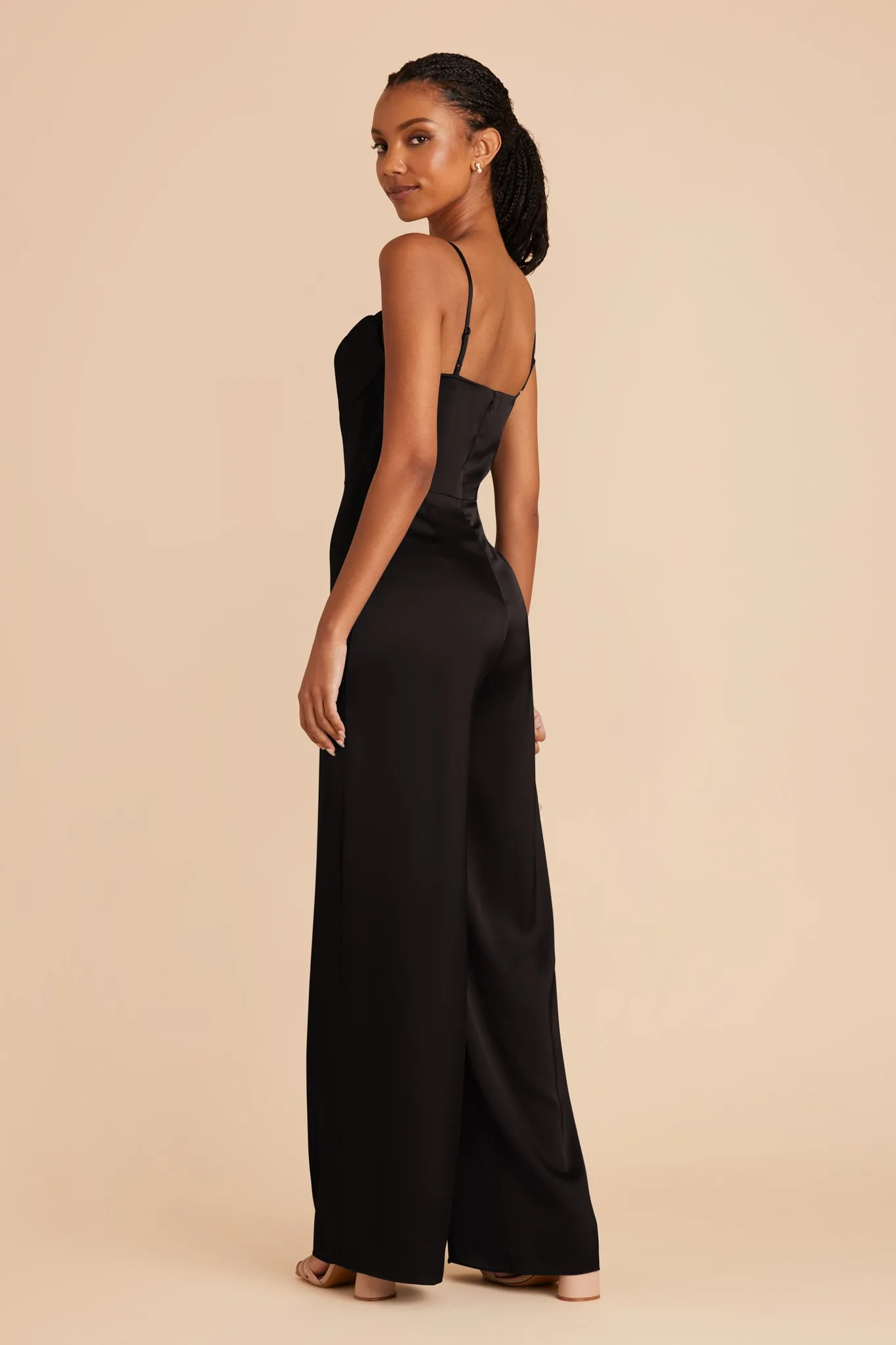 Donna Matte Satin Bridesmaid Jumpsuit - Black sold by Birdy Grey product image thumbnail 5