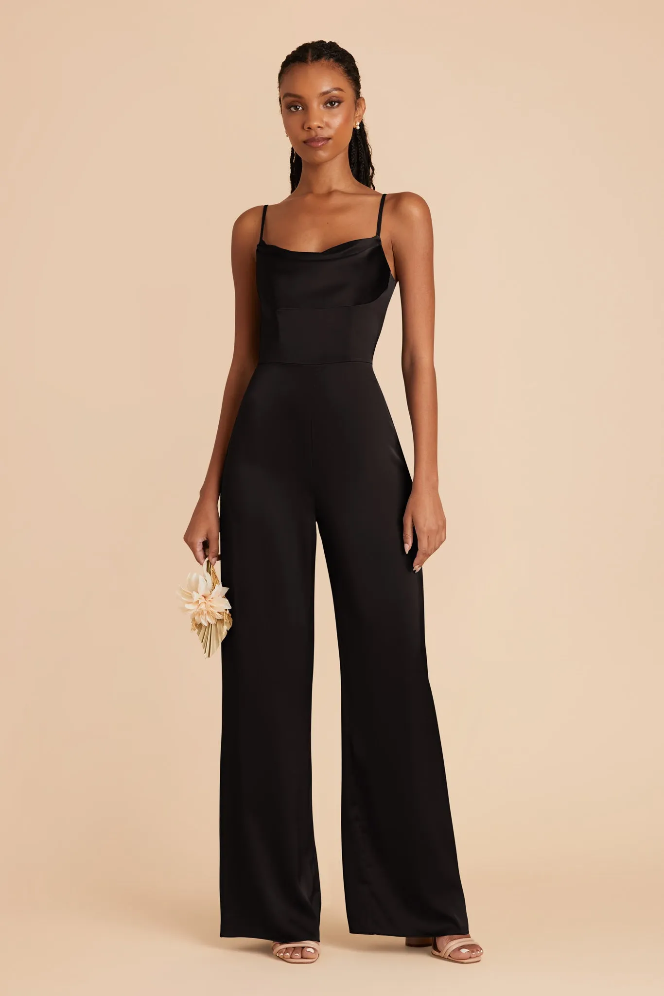 Donna Matte Satin Bridesmaid Jumpsuit - Black sold by Birdy Grey