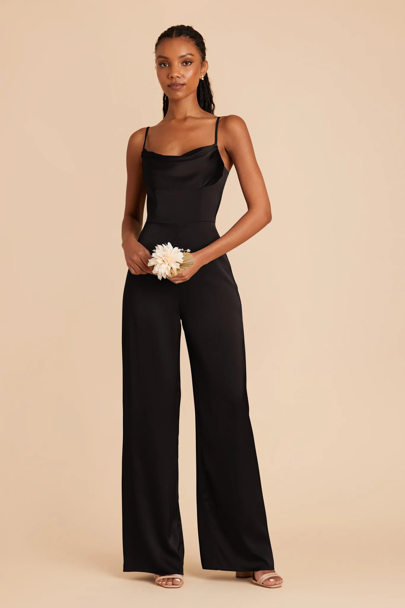 Donna Matte Satin Bridesmaid Jumpsuit - Black sold by Birdy Grey product image thumbnail 3